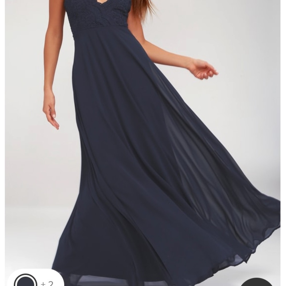Lulu’s Madalyn Navy Blue Lace Maxi Dress